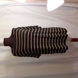 Citiknits 1X Slinky Short Sleeve Top Shirt Black White Stripes Stretchy